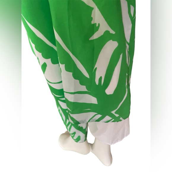 New Lilly Pulitzer Jumpsuit Women Green White Tropical Fully Lined With PocketXS - Picture 15 of 16